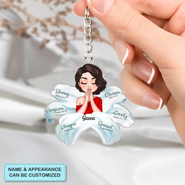 Praying Keychain - Personalized Custom Acrylic Keychain - Gift For Family, Family Members CLA0HD023