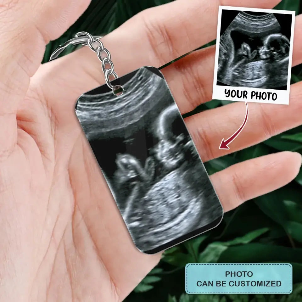 Can't Wait To Meet You -  Personalized Custom Acrylic Keychain - Gift For Family Members