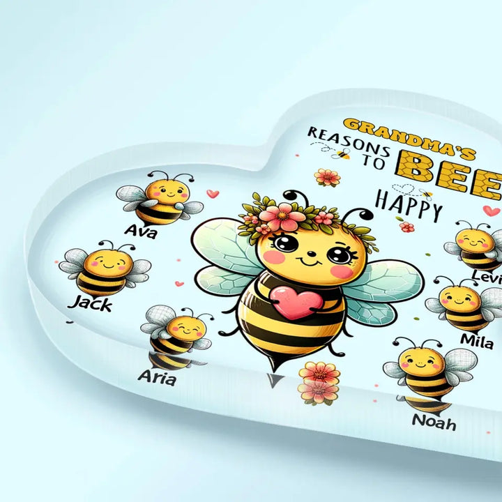 Grandma's Reasons To Be Happy - Personalized Custom Heart-shaped Acrylic Plaque -  Mother's Day Gift For Grandma