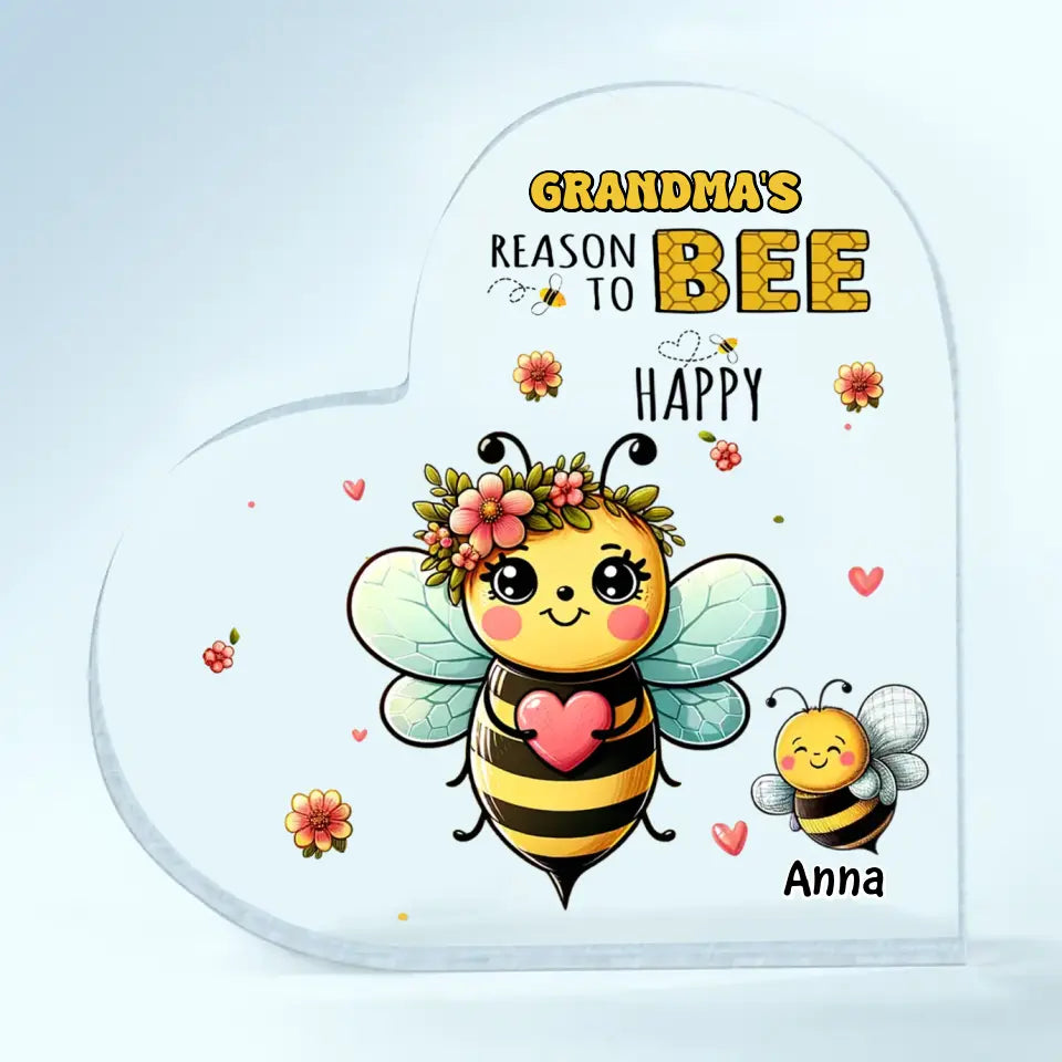Grandma's Reasons To Be Happy - Personalized Custom Heart-shaped Acrylic Plaque -  Mother's Day Gift For Grandma