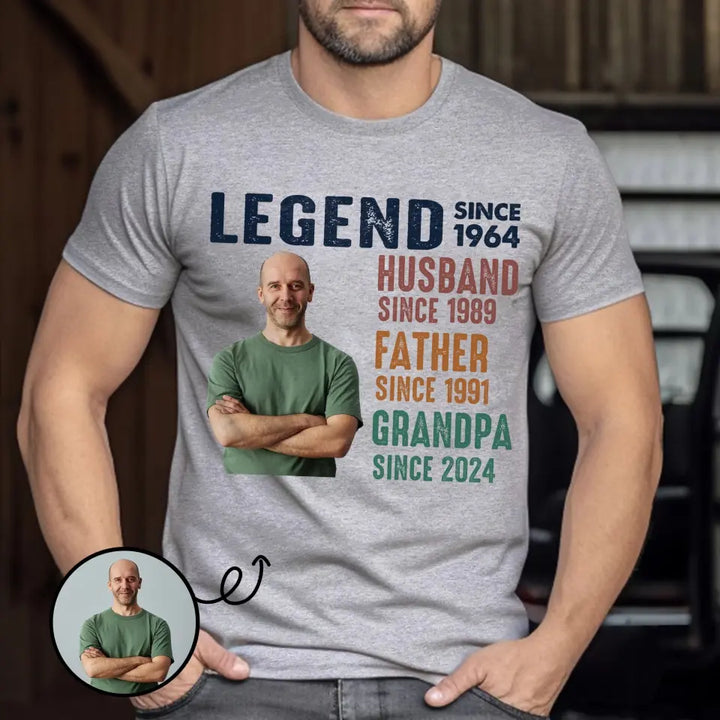 Legend Husband Father Custom Photo -  Personalized Custom T-shirt - Father's Day Gift For Dad