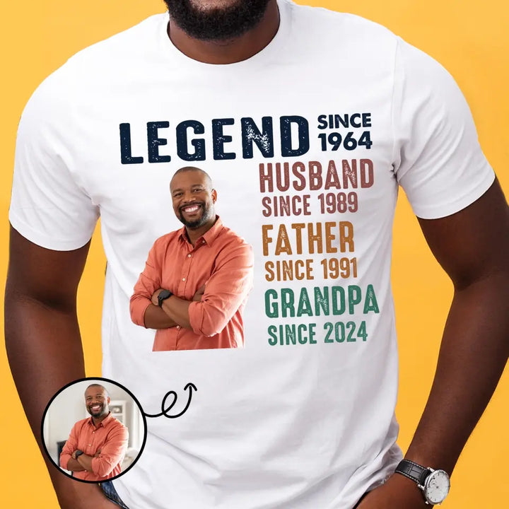 Legend Husband Father Custom Photo -  Personalized Custom T-shirt - Father's Day Gift For Dad