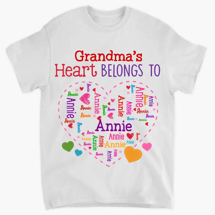 Grandma's Heart Belong To - Personalized Custom T-shirt - Mother's Day, Gift For Mom, Grandma