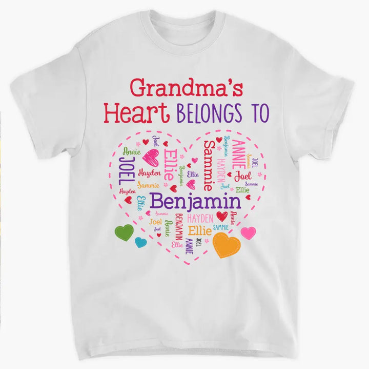 Grandma's Heart Belong To - Personalized Custom T-shirt - Mother's Day, Gift For Mom, Grandma