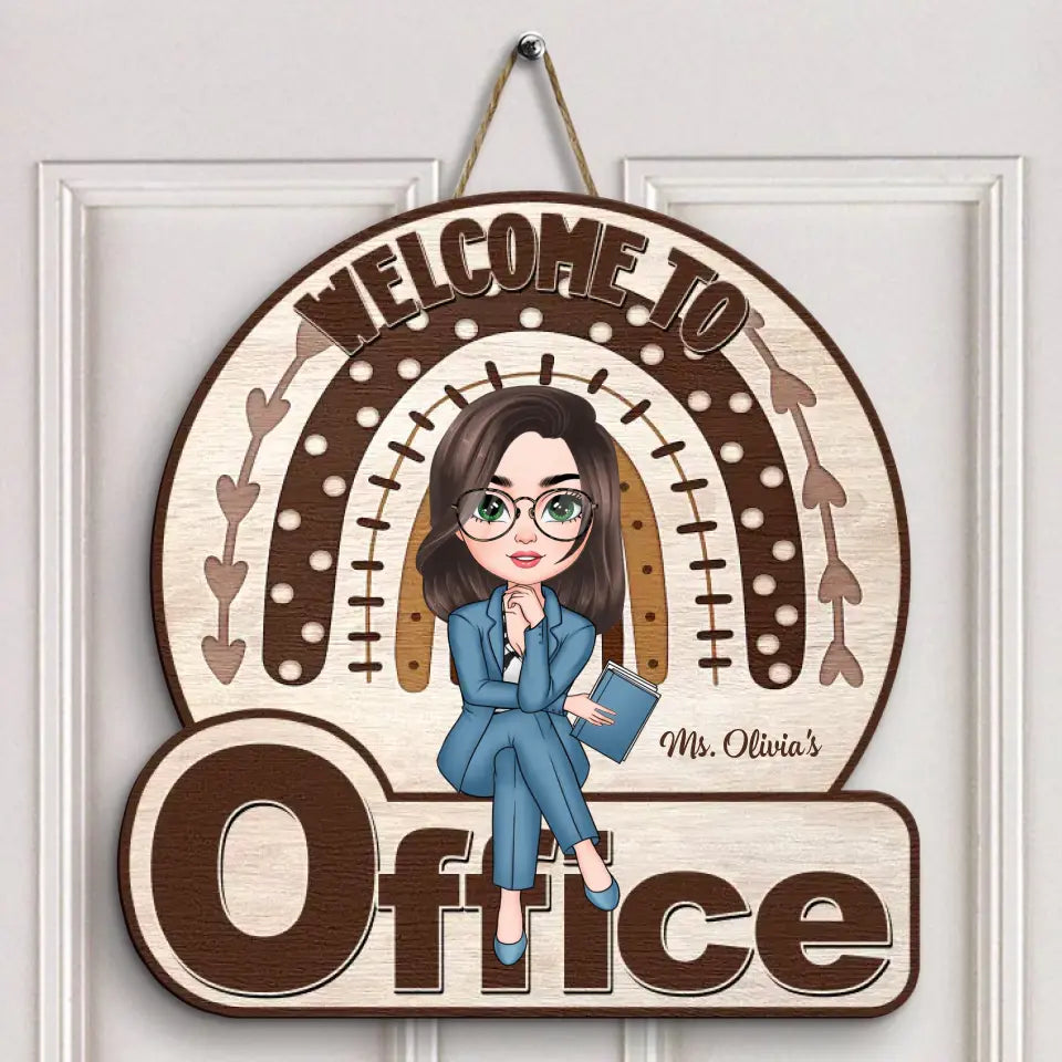 My Office Rainbow - Personalized Custom Door Sign - Gift For Office Staff, Colleagues
