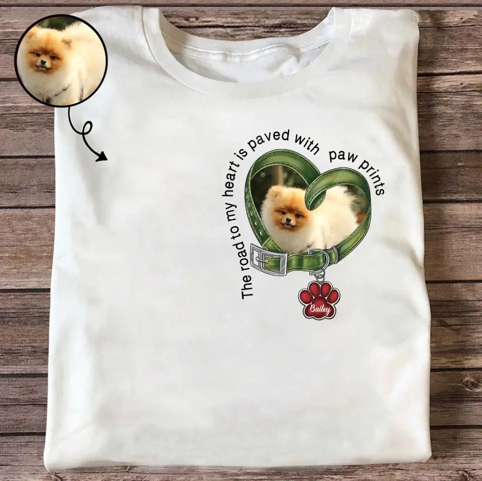 You Left Paw Prints Forever In My Heart - Personalized Custom T-Shirt - Memorial Gift