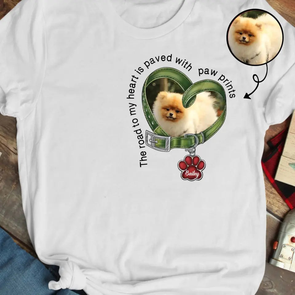 You Left Paw Prints Forever In My Heart - Personalized Custom T-Shirt - Memorial Gift