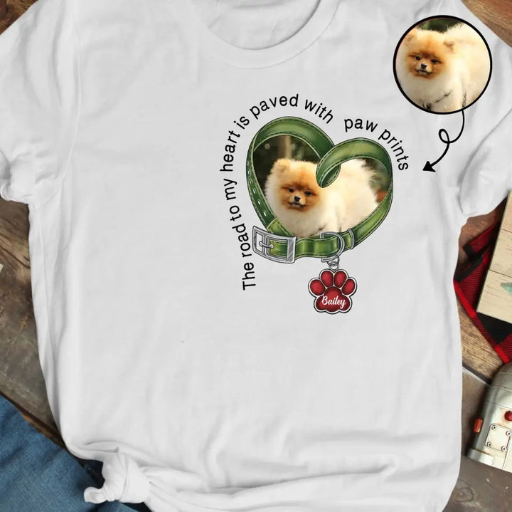 You Left Paw Prints Forever In My Heart - Personalized Custom T-Shirt - Memorial Gift
