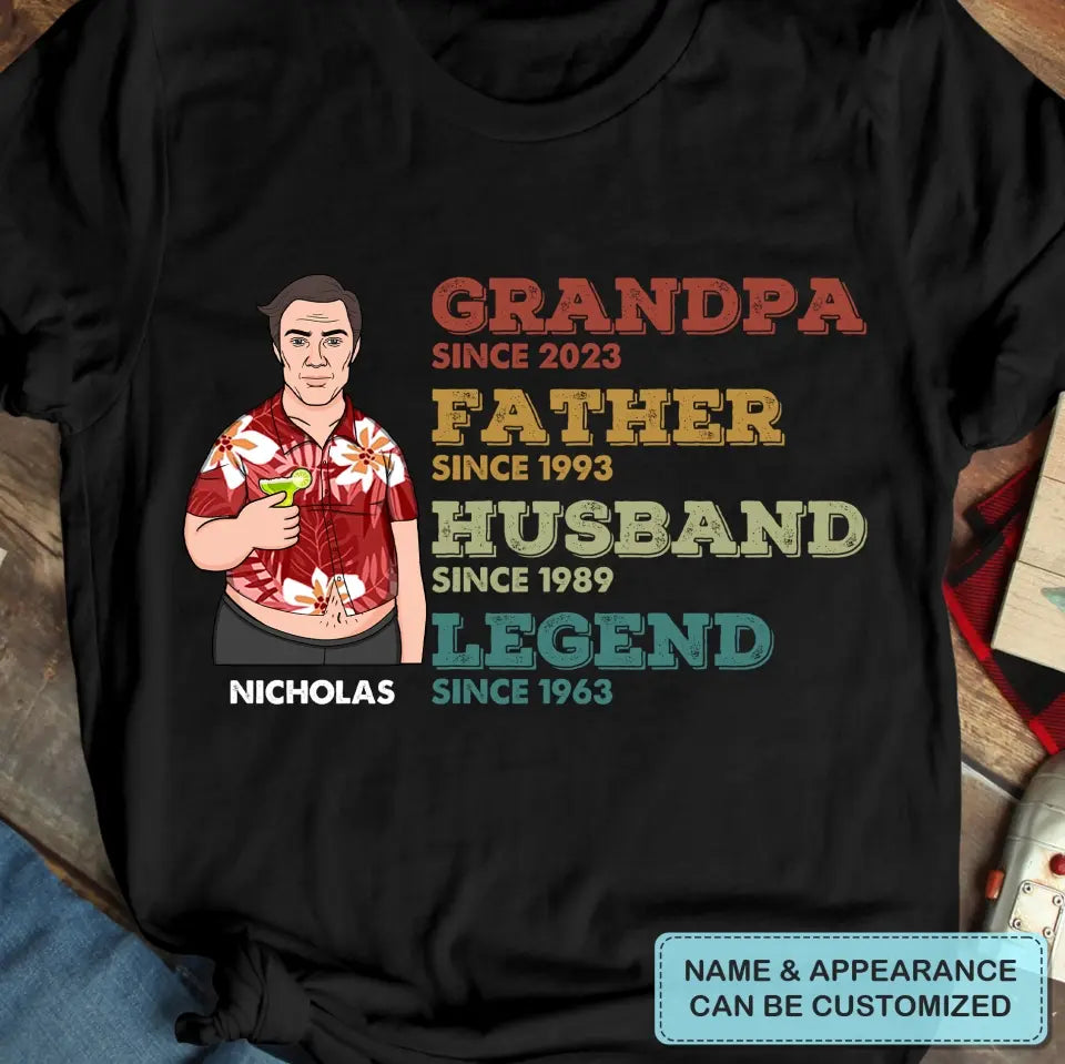 Grandpa Dad Husband Legend Since - Personalized Custom T-Shirt - Father's Day Gift For Dad