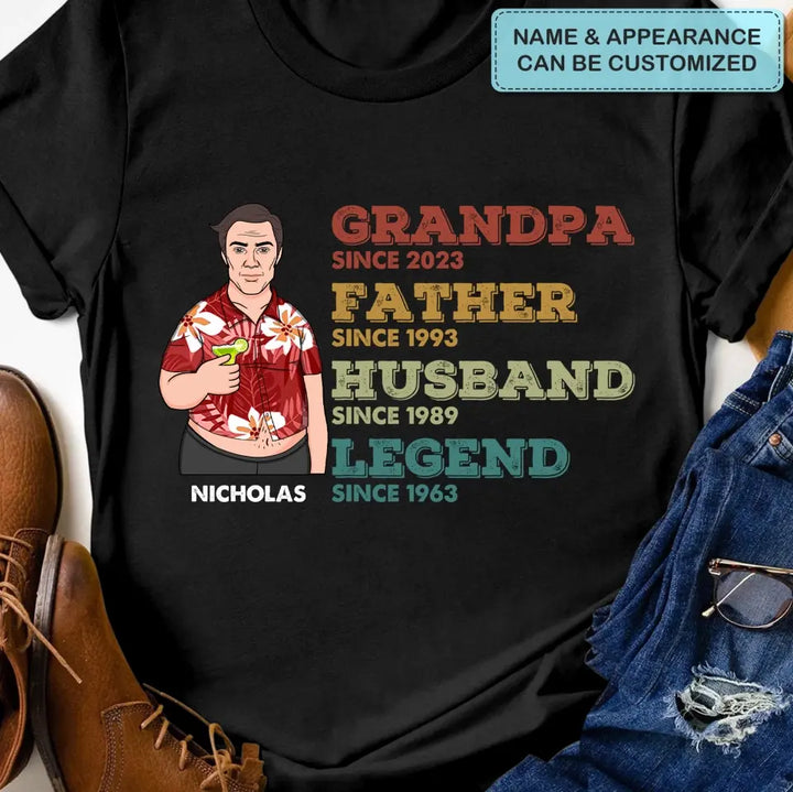 Grandpa Dad Husband Legend Since - Personalized Custom T-Shirt - Father's Day Gift For Dad