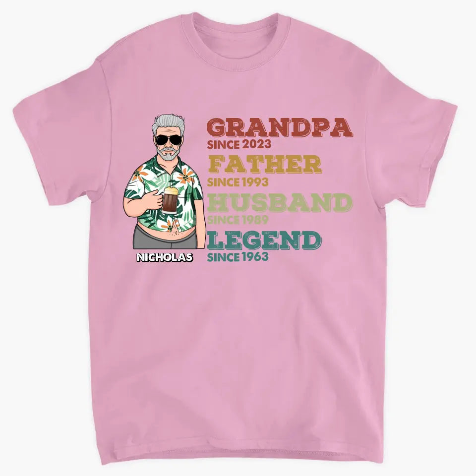 Grandpa Dad Husband Legend Since - Personalized Custom T-Shirt - Father's Day Gift For Dad