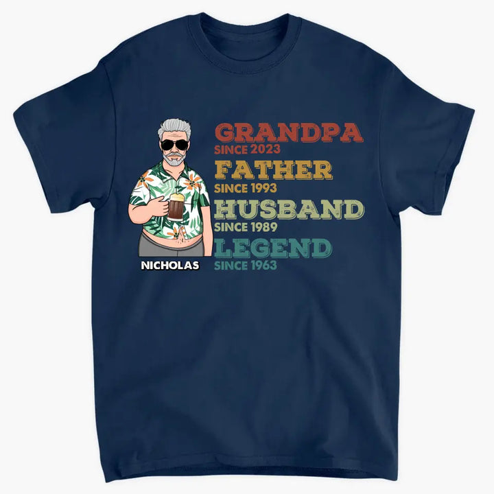 Grandpa Dad Husband Legend Since - Personalized Custom T-Shirt - Father's Day Gift For Dad