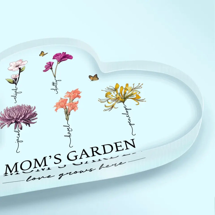 Love Grows Here - Personalized Custom Heart-shaped Acrylic Plaque - Mother's Day Gift For Grandma, Mom