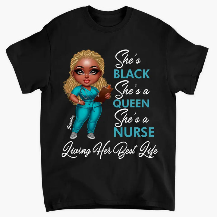 Living Her Best Life - Personalized Custom T-shirt - Nurse's Day, Appreciation Gift For Nurse