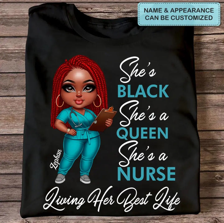 Living Her Best Life - Personalized Custom T-shirt - Nurse's Day, Appreciation Gift For Nurse