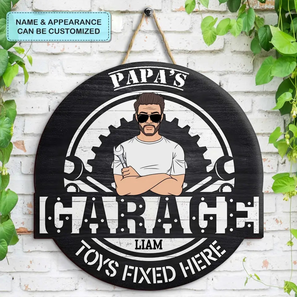 Dad's Garage - Personalized Custom Door Sign - Father's Day Gift For Dad
