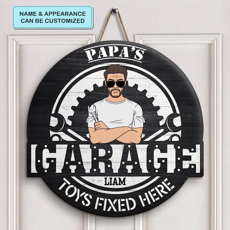 Dad's Garage - Personalized Custom Door Sign - Father's Day Gift For Dad