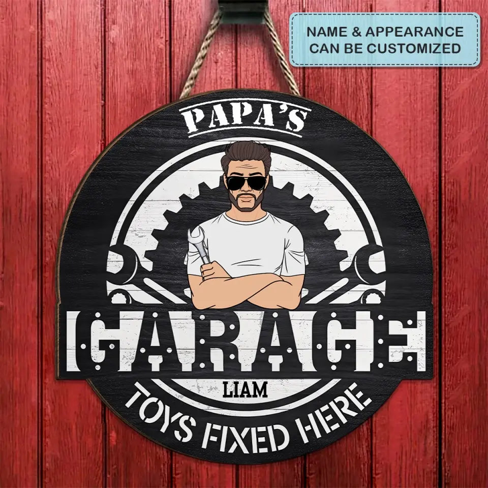 Dad's Garage - Personalized Custom Door Sign - Father's Day Gift For Dad
