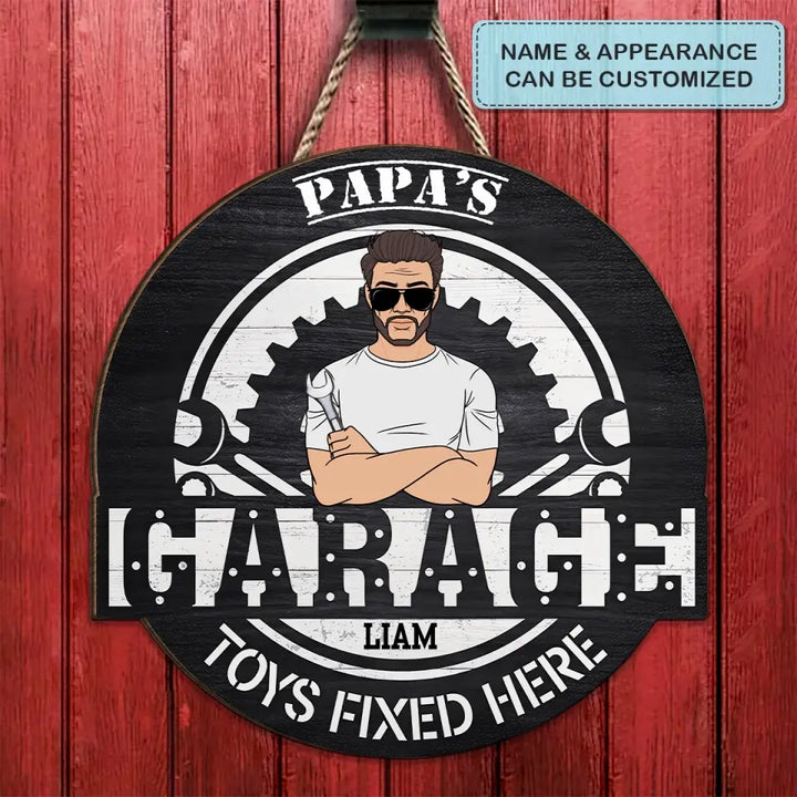 Dad's Garage - Personalized Custom Door Sign - Father's Day Gift For Dad