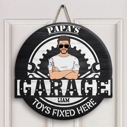 Dad's Garage - Personalized Custom Door Sign - Father's Day Gift For Dad