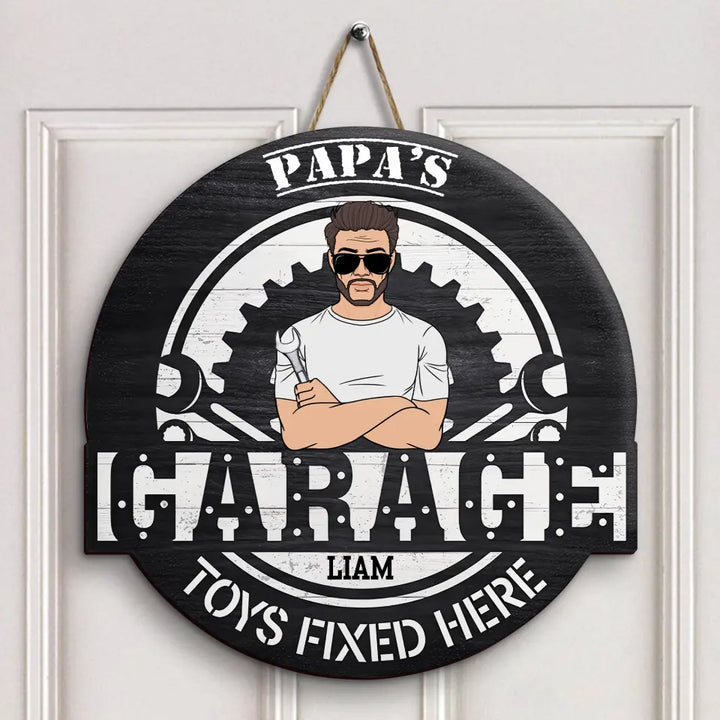 Dad's Garage - Personalized Custom Door Sign - Father's Day Gift For Dad