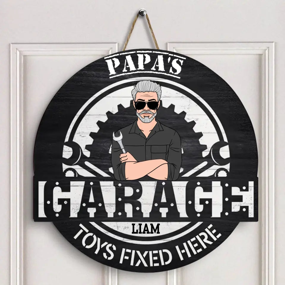 Dad's Garage - Personalized Custom Door Sign - Father's Day Gift For Dad