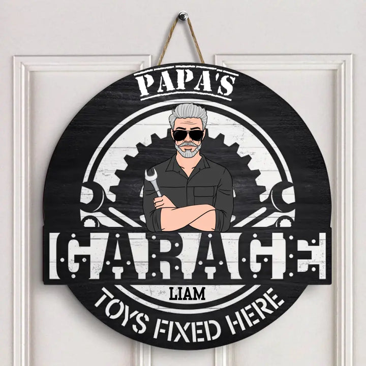 Dad's Garage - Personalized Custom Door Sign - Father's Day Gift For Dad
