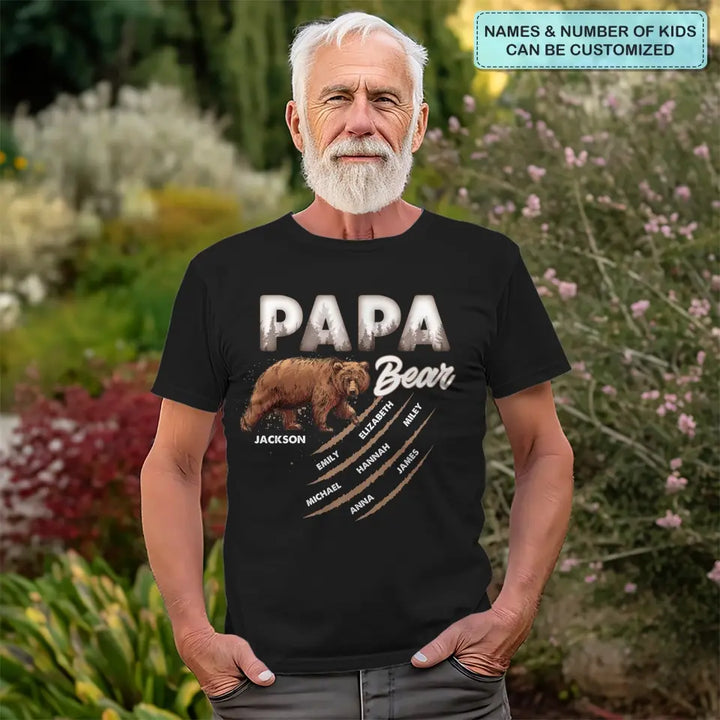 Papa Bear - Personalized Custom T-shirt - Father's Day Gift For Dad
