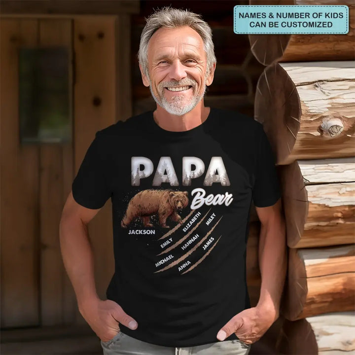 Papa Bear - Personalized Custom T-shirt - Father's Day Gift For Dad
