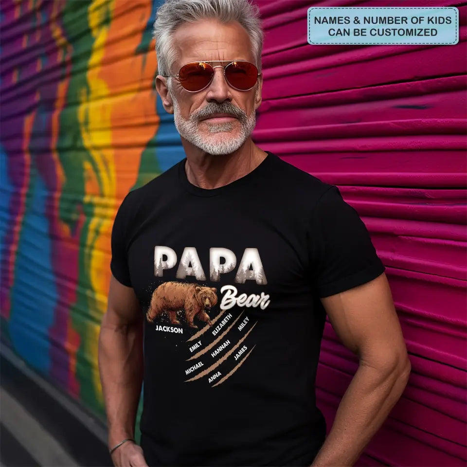 Papa Bear - Personalized Custom T-shirt - Father's Day Gift For Dad