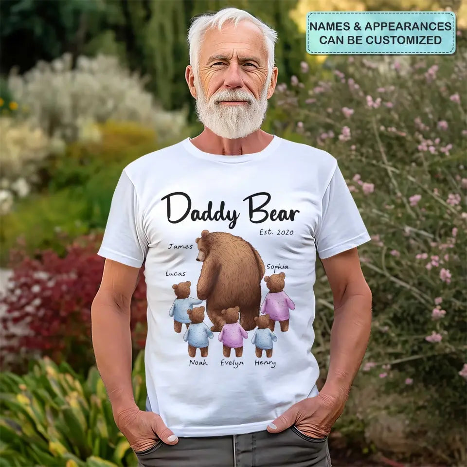 Daddy Bear - Personalized Custom T-shirt - Father's Day Gift For Dad