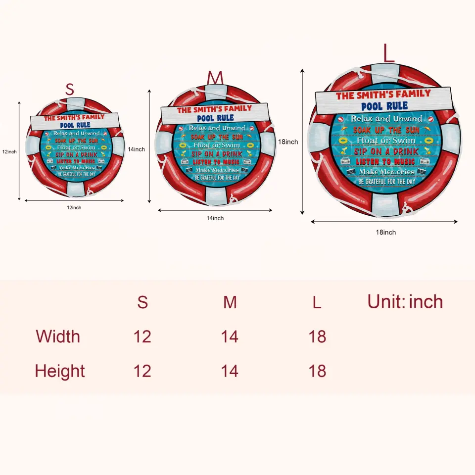 The Family Pool Rules - Personalized Custom Door Sign - Gift For Family Members