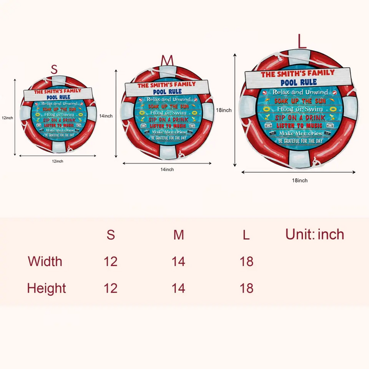 The Family Pool Rules - Personalized Custom Door Sign - Gift For Family Members