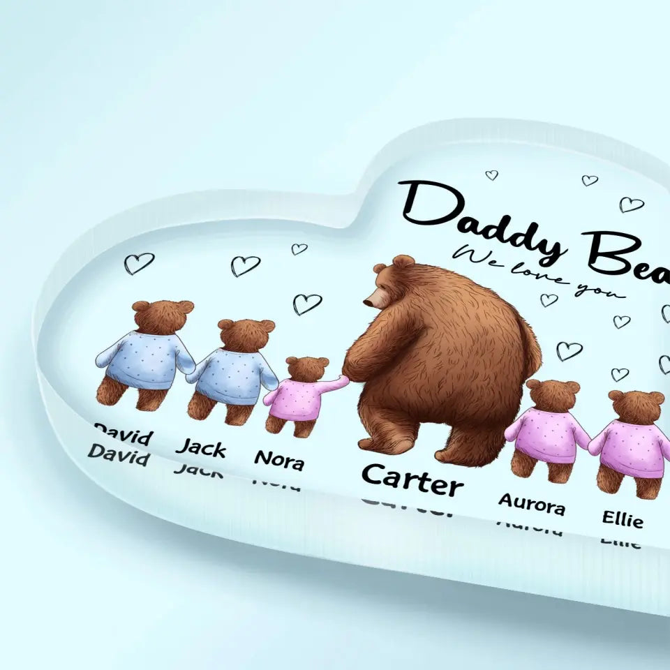Daddy Bear - Personalized Custom Heart-shaped Acrylic Plaque -  Father's  Day Gift For Dad