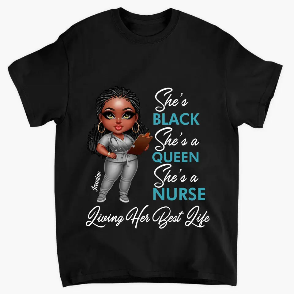 Living Her Best Life - Personalized Custom T-shirt - Nurse's Day, Appreciation Gift For Nurse
