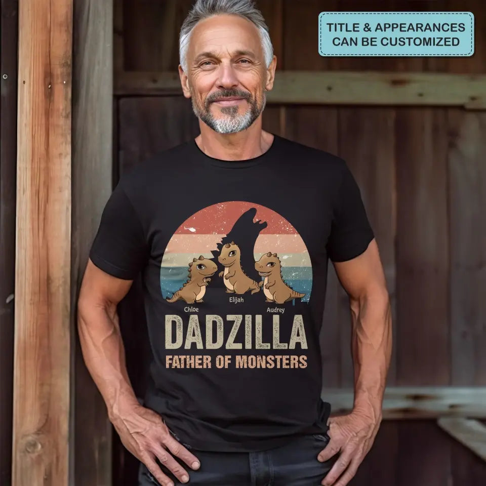 Dadzilla Father Of Monsters - Personalized Custom T-shirt - Father's Day Gift For Dad, Family Members