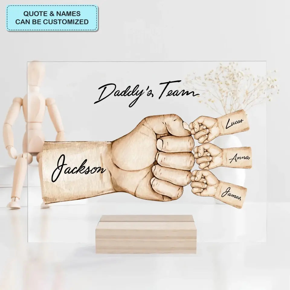 Daddy's Team - Personalized Custom Acrylic Plaque - Father's Day Gift For Dad