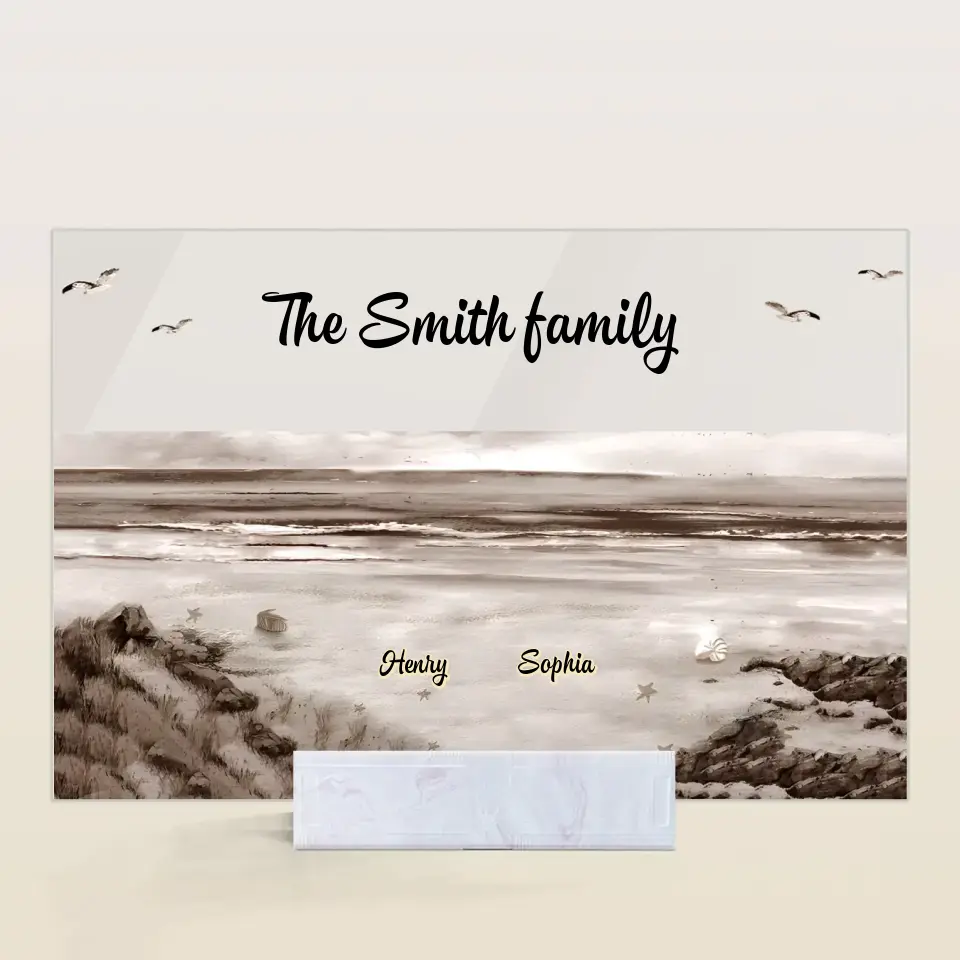 Family Sitting Back - Personalized Custom Acrylic Plaque - Gift For Family, Family Members