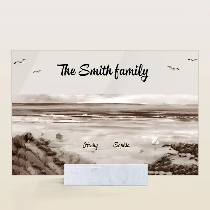 Family Sitting Back - Personalized Custom Acrylic Plaque - Gift For Family, Family Members