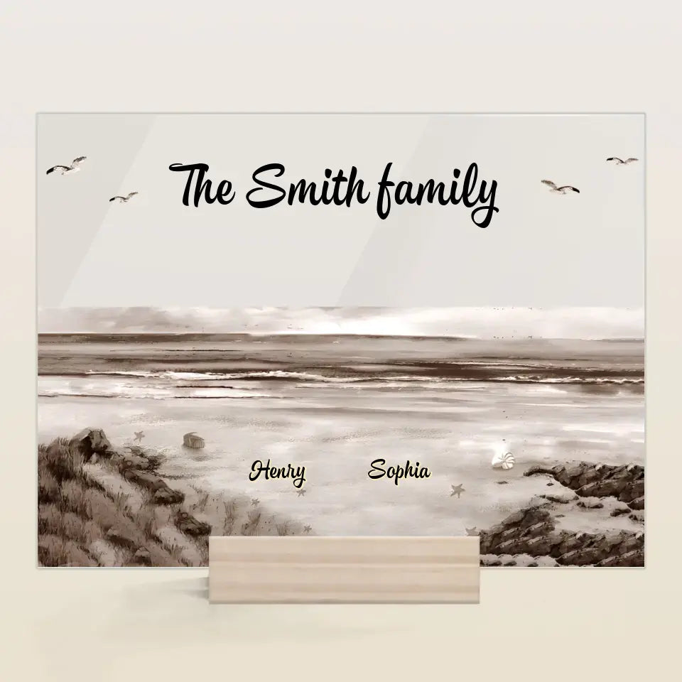 Family Sitting Back - Personalized Custom Acrylic Plaque - Gift For Family, Family Members