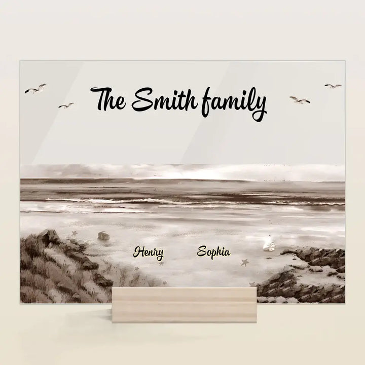 Family Sitting Back - Personalized Custom Acrylic Plaque - Gift For Family, Family Members