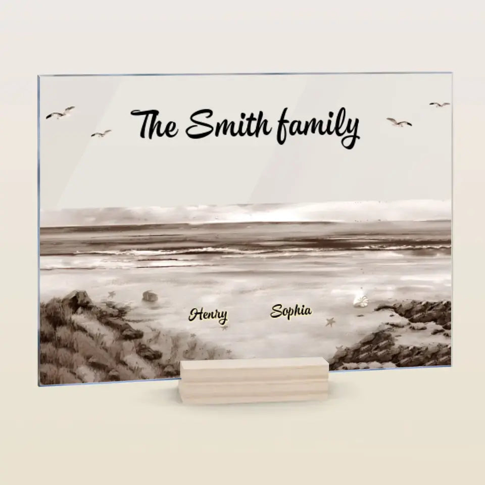 Family Sitting Back - Personalized Custom Acrylic Plaque - Gift For Family, Family Members
