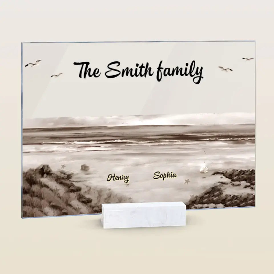 Family Sitting Back - Personalized Custom Acrylic Plaque - Gift For Family, Family Members