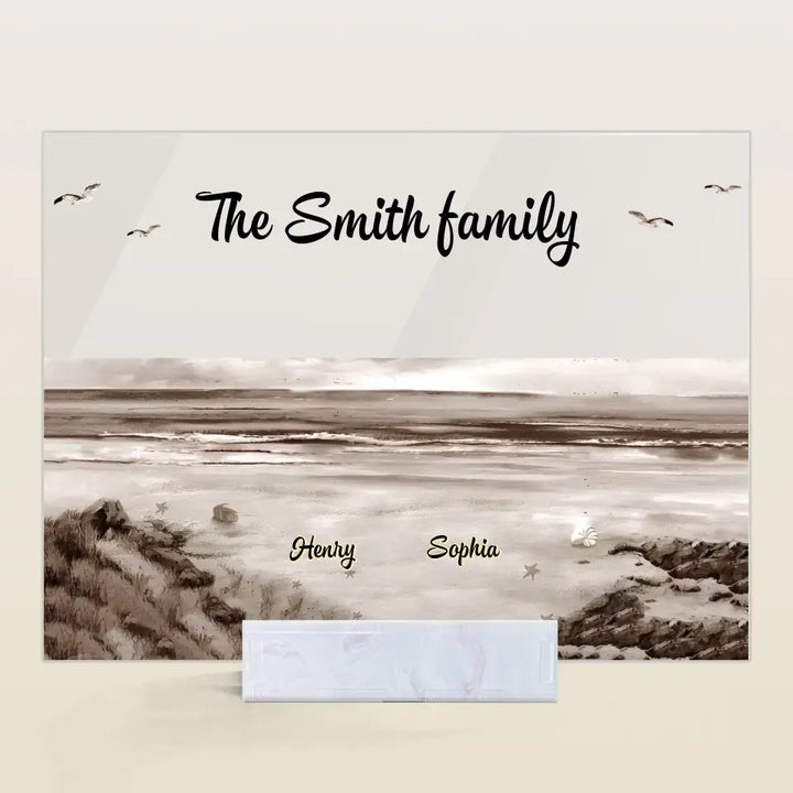 Family Sitting Back - Personalized Custom Acrylic Plaque - Gift For Family, Family Members