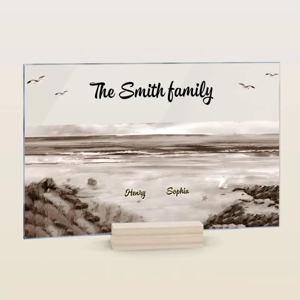 Family Sitting Back - Personalized Custom Acrylic Plaque - Gift For Family, Family Members