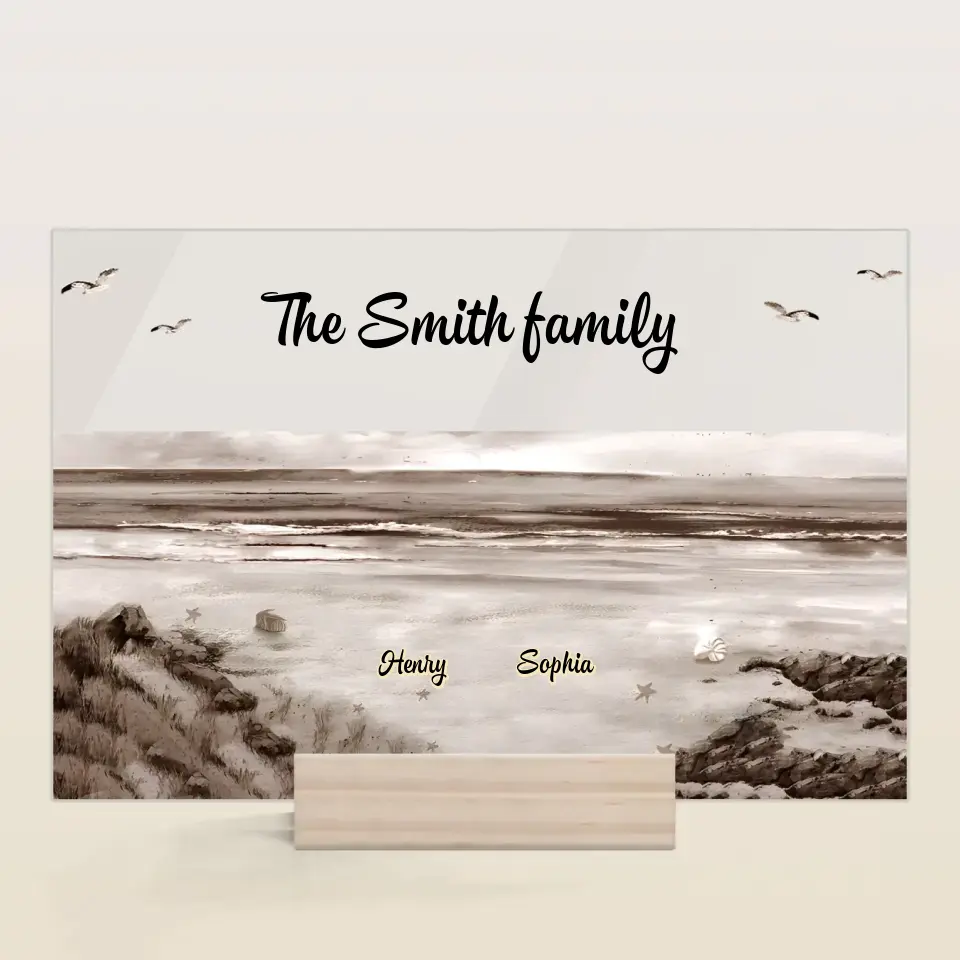 Family Sitting Back - Personalized Custom Acrylic Plaque - Gift For Family, Family Members
