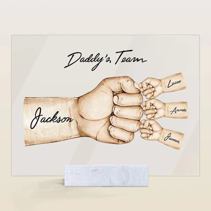 Daddy's Team - Personalized Custom Acrylic Plaque - Father's Day Gift For Dad