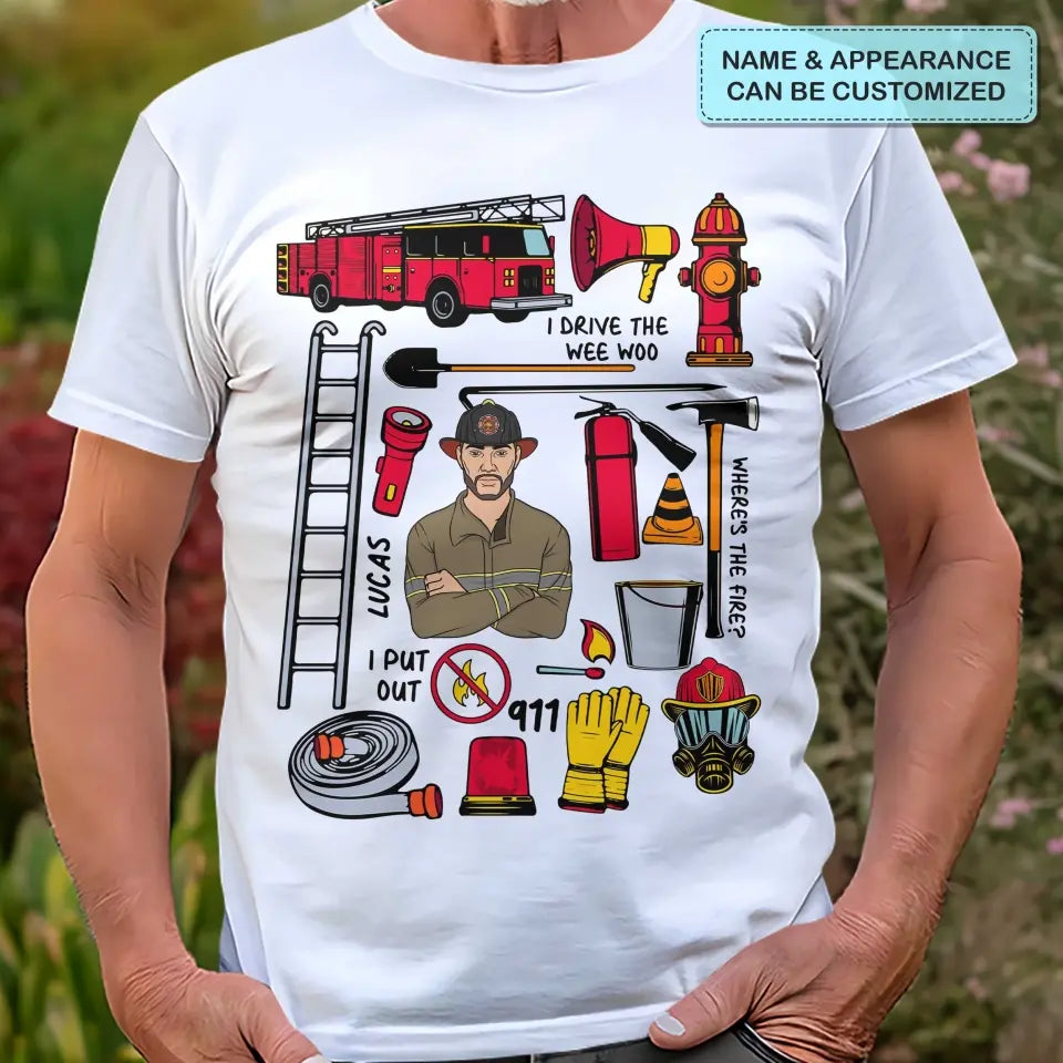 Firefighter Dad - Personalized Custom T-shirt - Father's Day Gift For Dad