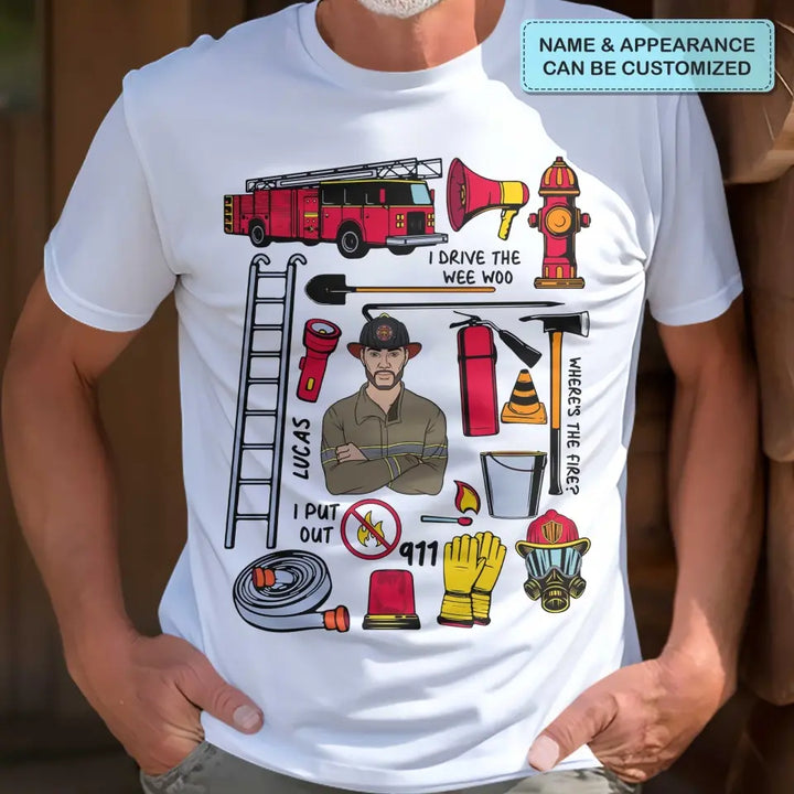 Firefighter Dad - Personalized Custom T-shirt - Father's Day Gift For Dad