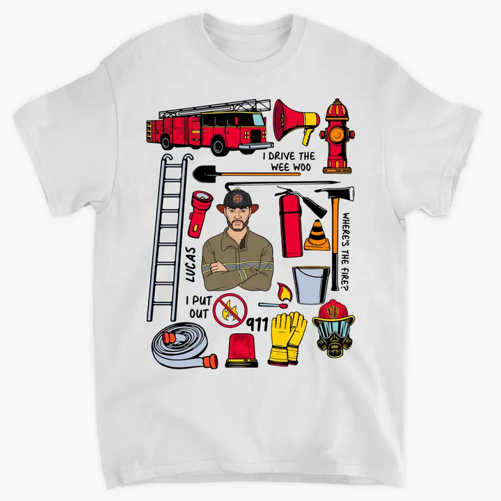 Firefighter Dad - Personalized Custom T-shirt - Father's Day Gift For Dad